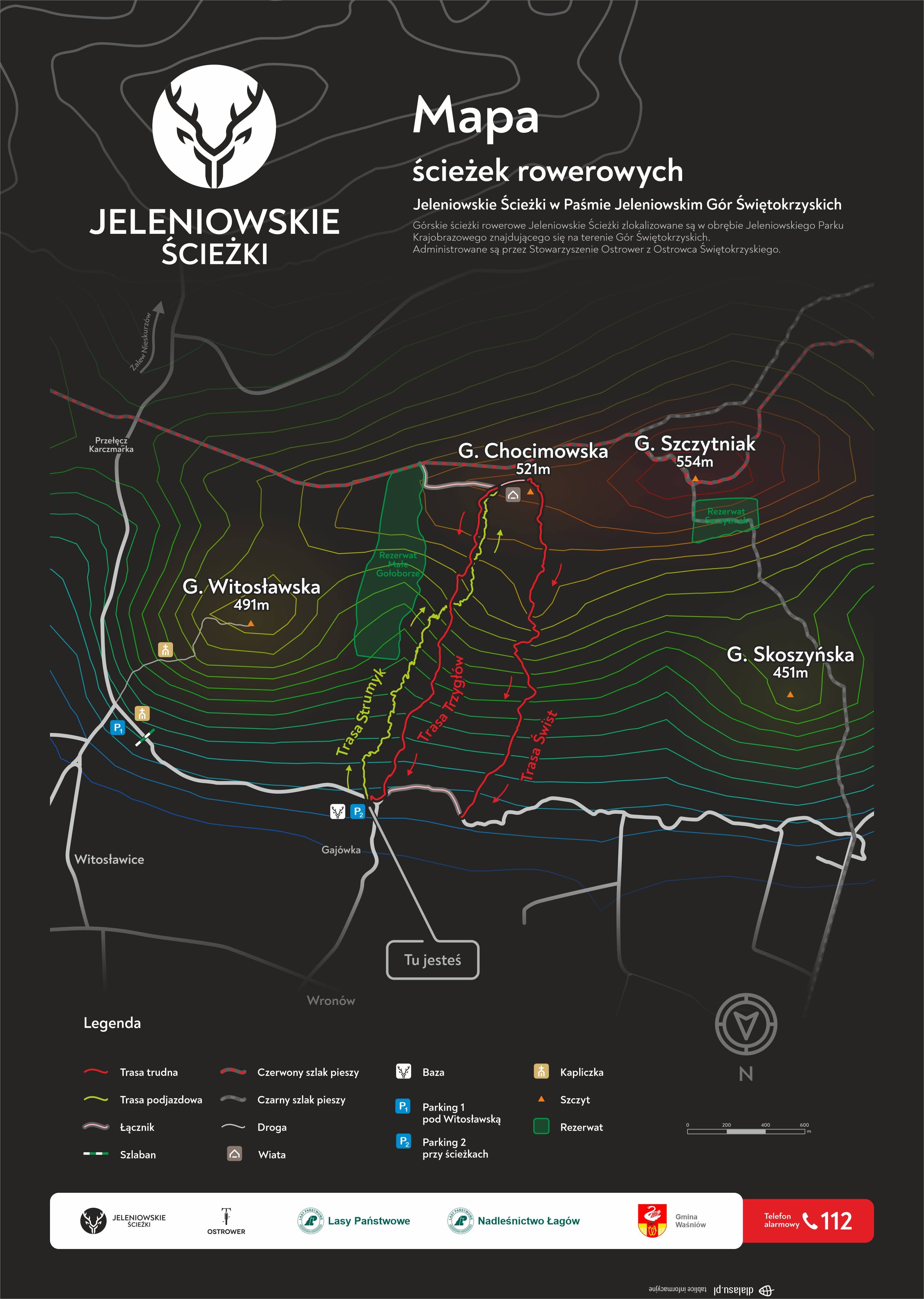 Mapa tras na Paśmie Jeleniowskim