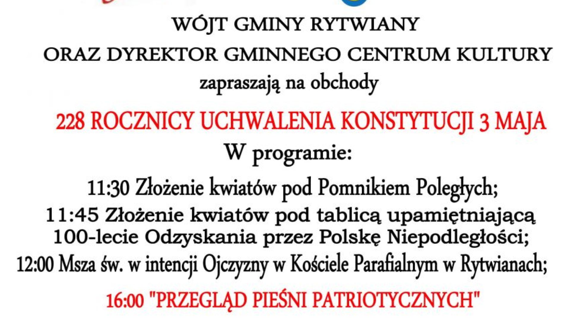 Święto Konstytucji 3. Maja w Rytwianach i Przegląd Pieśni Patriotycznych