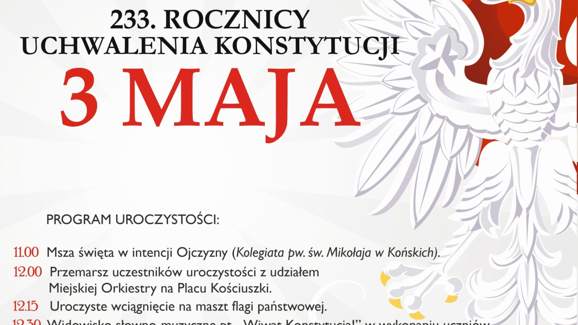 Uroczyste Obchody 223 Rocznicy Konstytucji 3 Maja