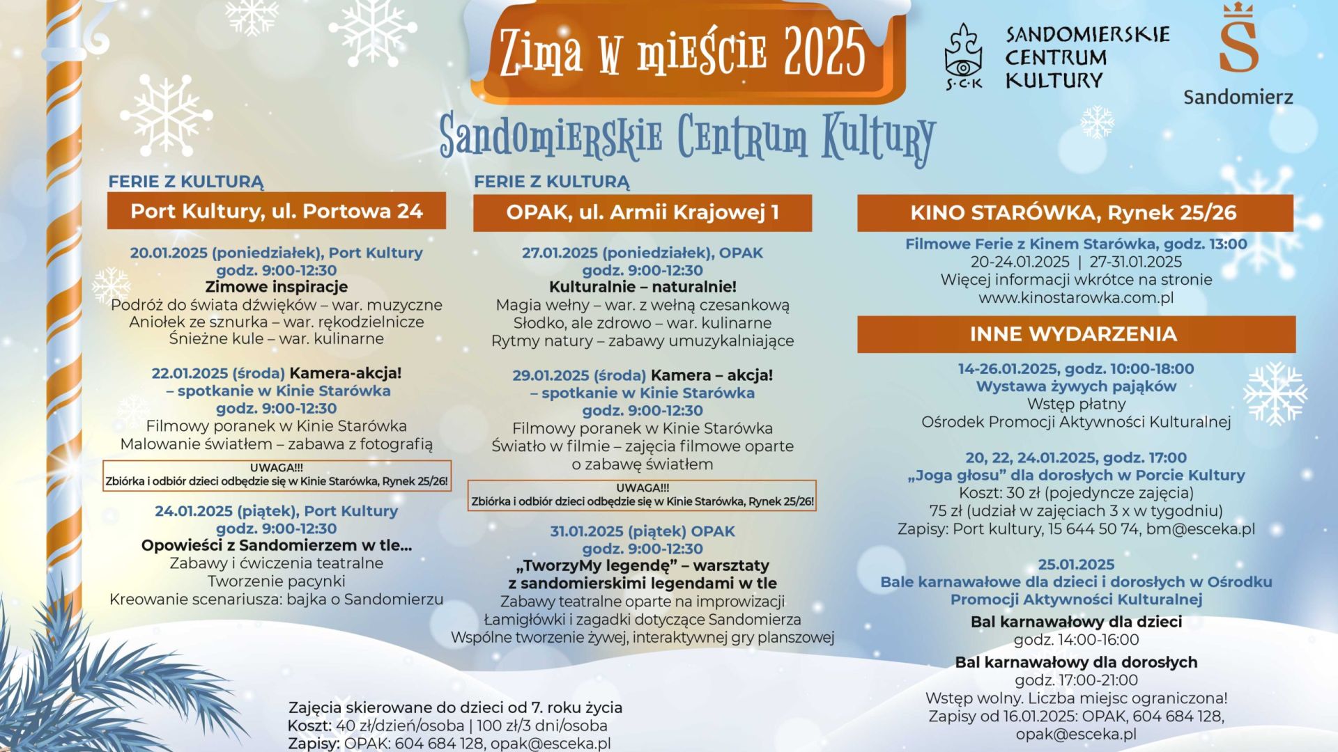 Ferie zimowe w Sandomierzu - oferta Sandomierskiego Centrum Kultury