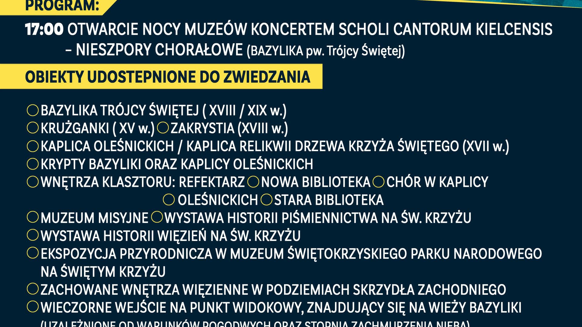 Pierwsza Noc Muzeów na Świętym Krzyżu