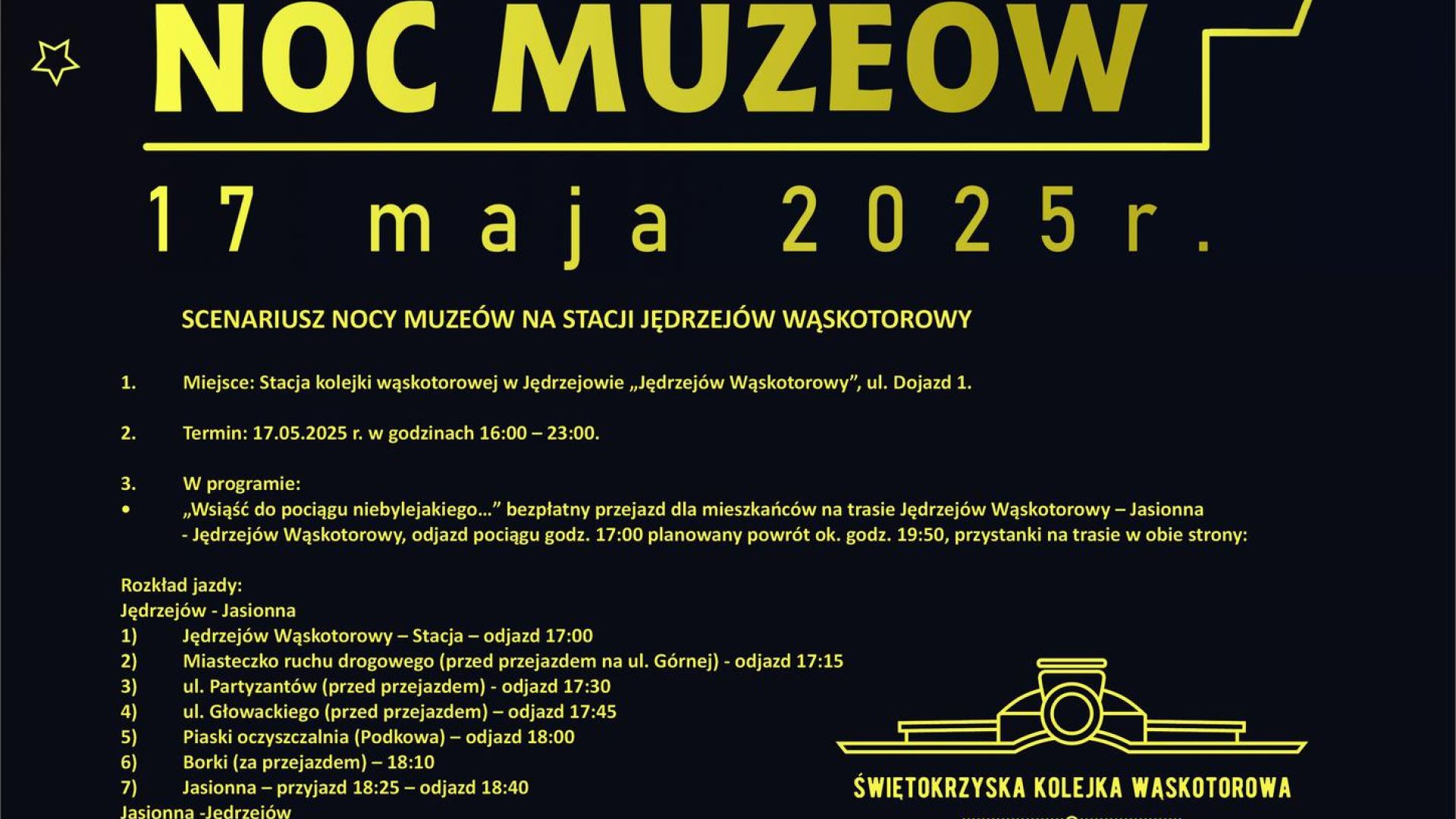 Jędrzejowska Noc Muzeów w Świętokrzyskiej Kolejce Wąskotorowej - Ciuchcia Ponidzie