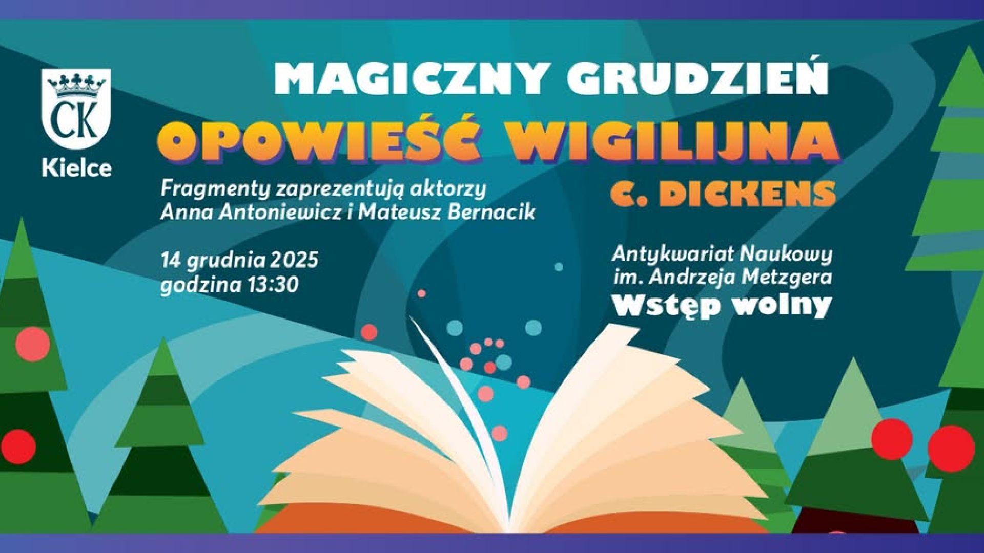 Świąteczne czytanie "Opowieści wigilijnej" Charlesa Dickensa w Kielcach