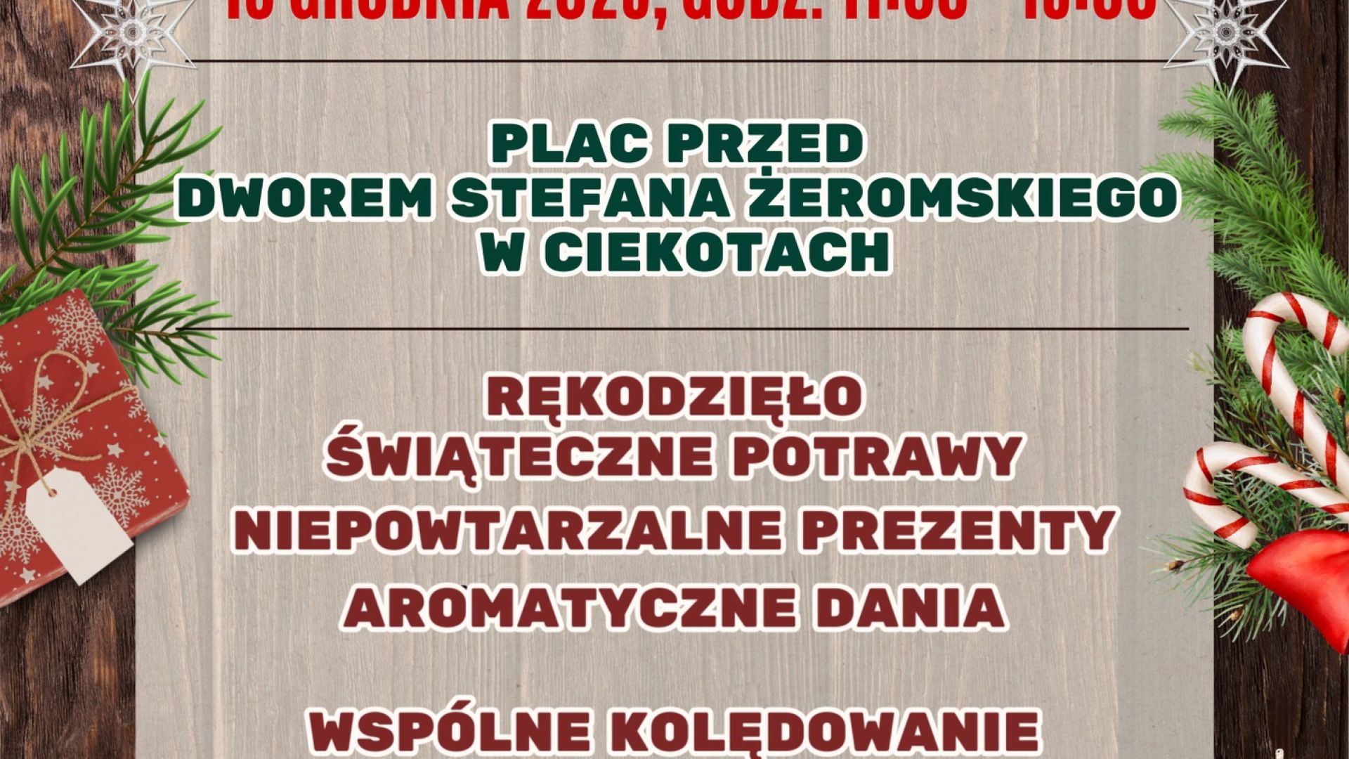 Jarmark Bożonarodzeniowy przez Dworem Stefana Żeromskiego w Ciekotach