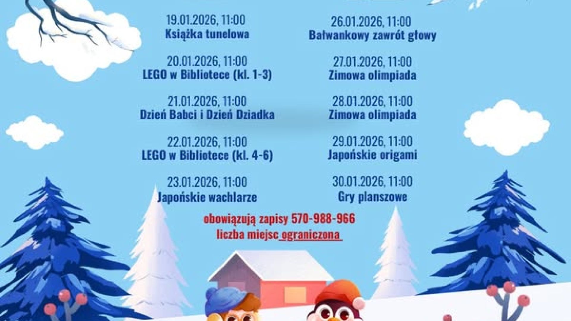 Ferie zimowe w bibliotece w Ostrowcu Świętokrzyskim