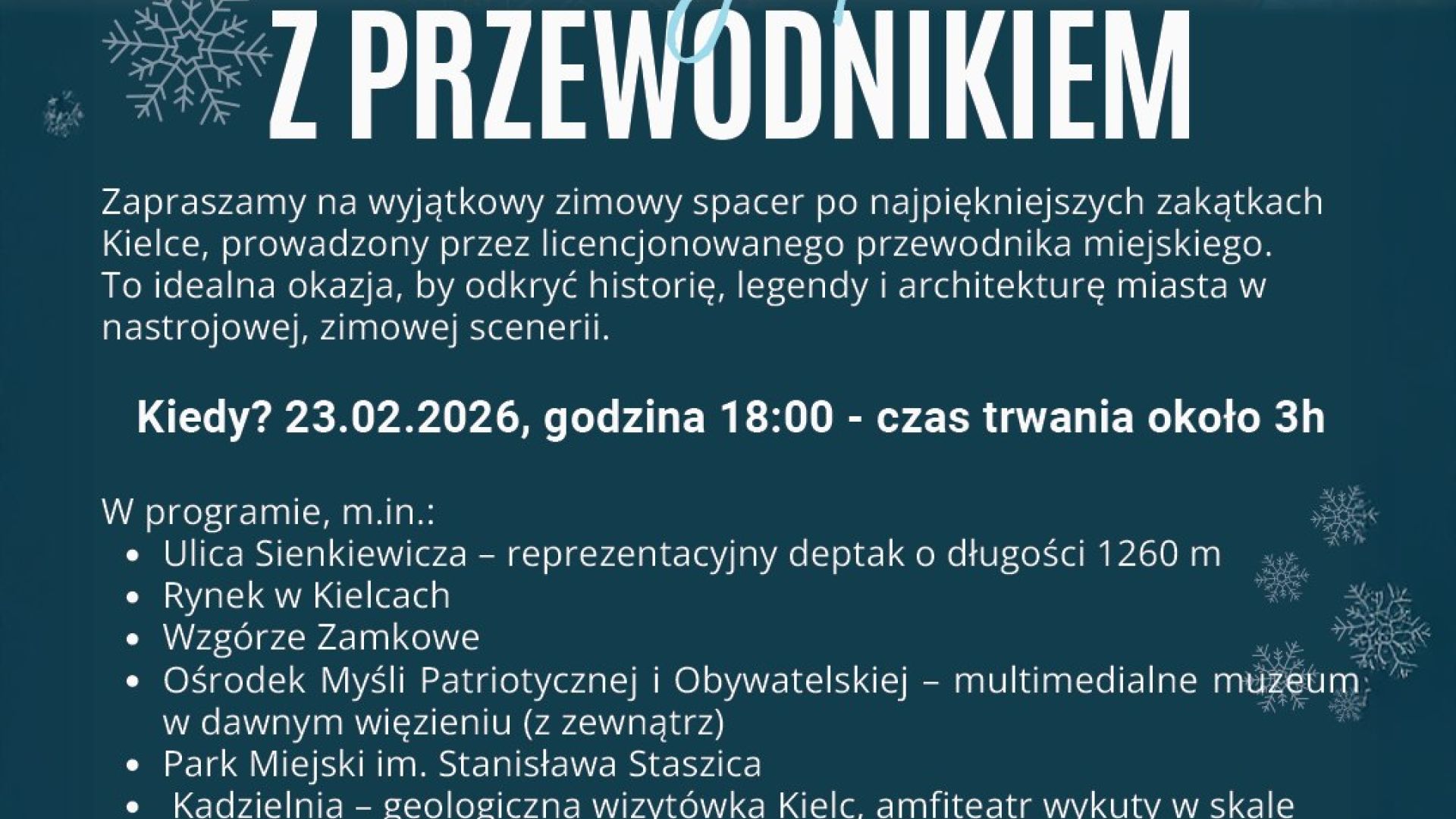 Zimowy spacer z przewodnikiem po Kielcach