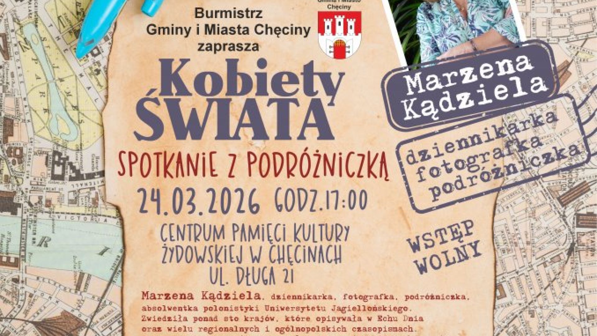 "Kobiety Świata" - spotkanie z podróżniczką Marzeną Kądzielą w Chęcinach