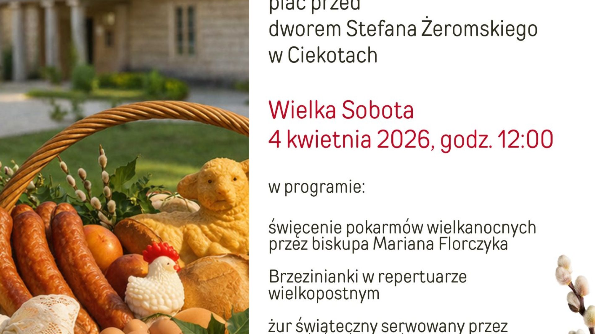 Święcenie pokarmów przed dworem Stefana Żeromskiego w Ciekotach