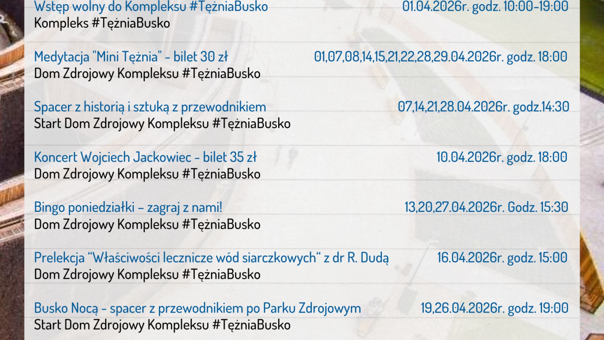 Kwiecień w Kompleksie Tężnia Busko