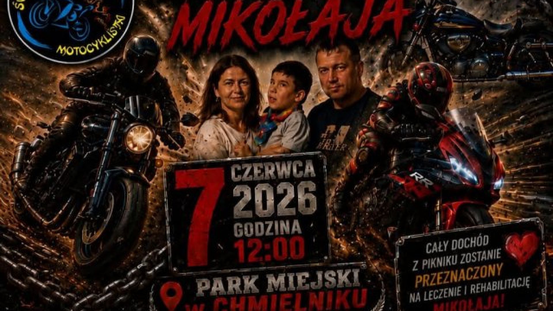 Stalowy Charytatywny Piknik Motocyklowy dla Mikołaja w Chmielniku