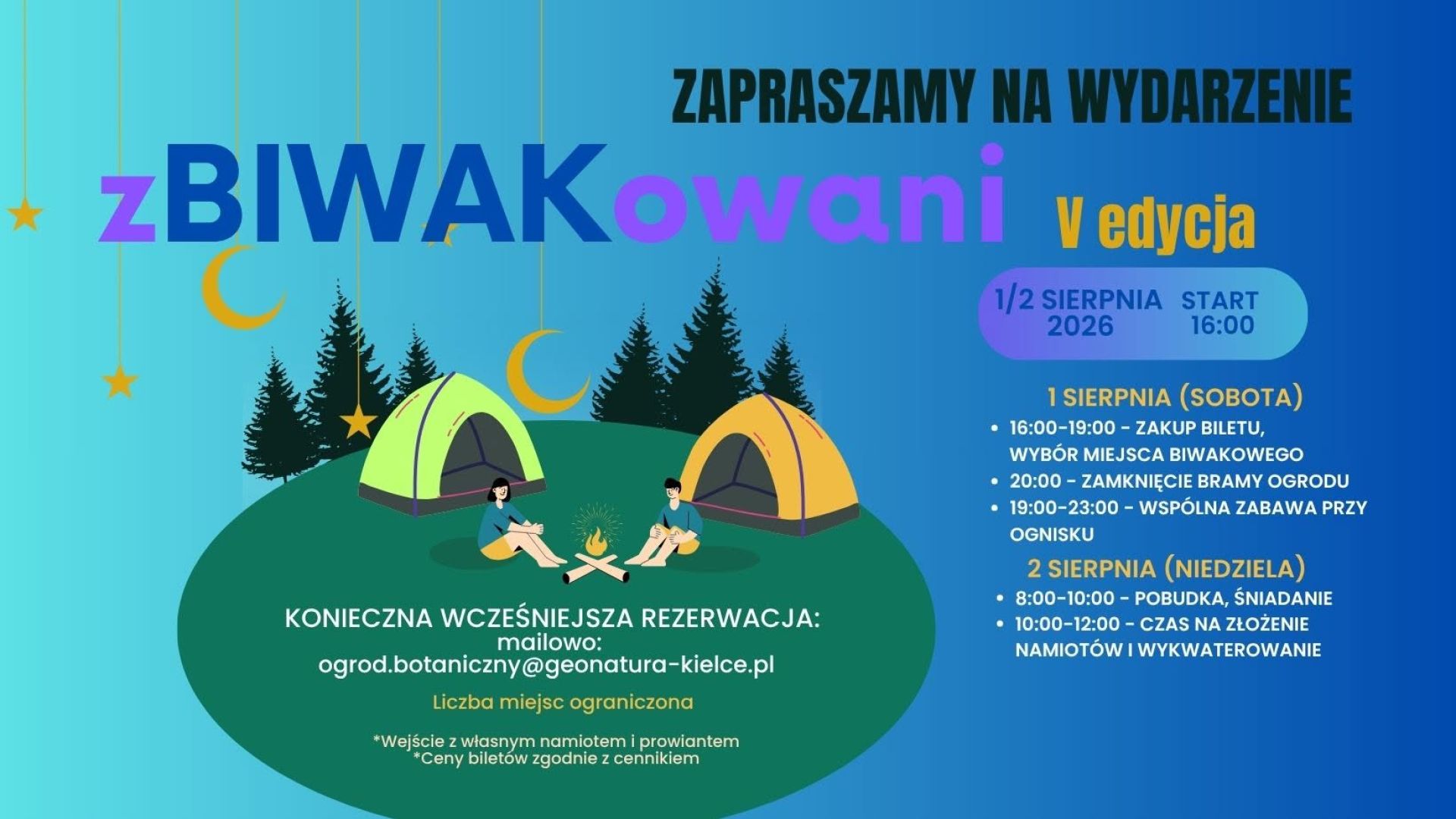 zBIWAKowani - V edycja nocowania w Ogrodzie Botanicznym w Kielcach