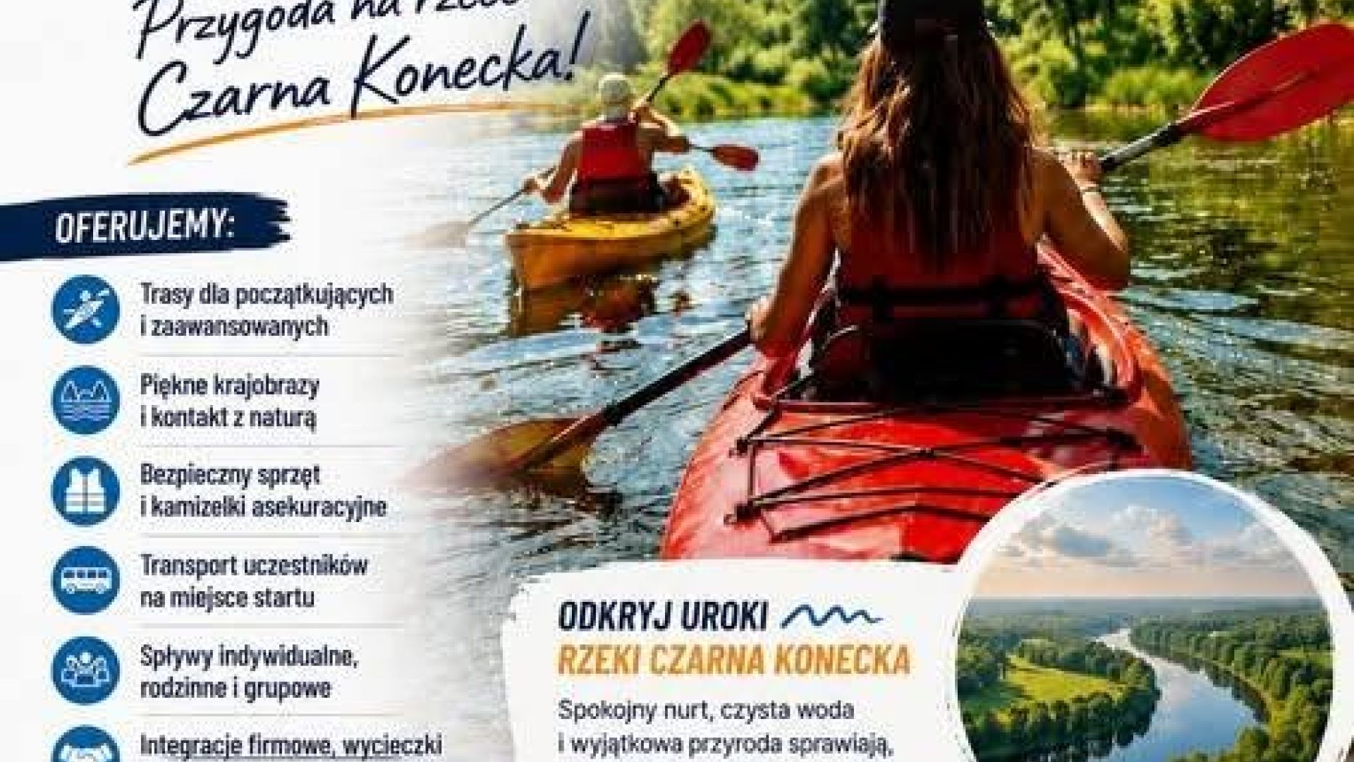 Zorganizowane spływy rzeką Czarną w Sielpi
