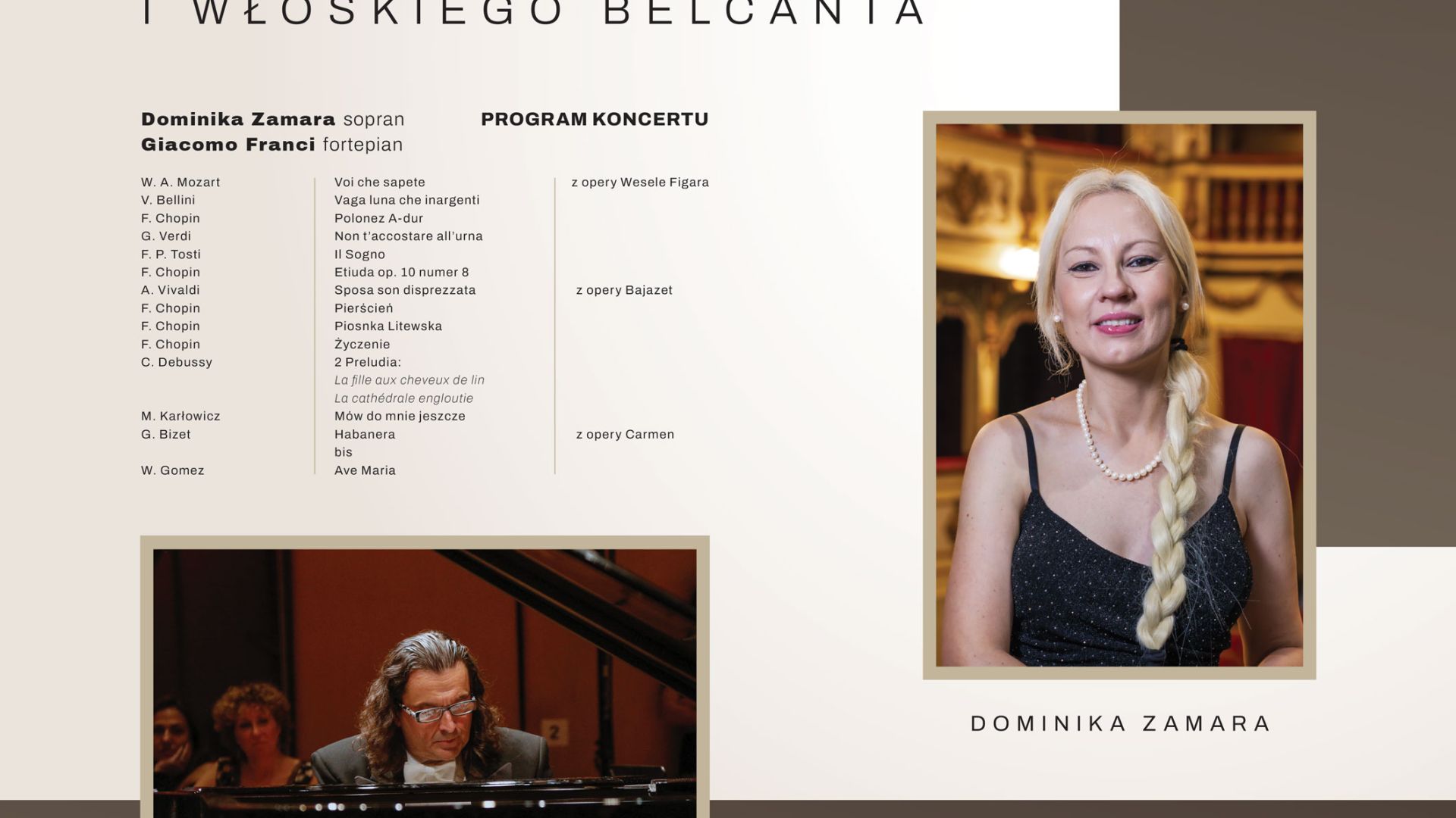 „Perły polskiego i włoskiego belcanta” - koncert sopranistki Dominiki Zamary w Zamku Królewskim w Sandomierzu