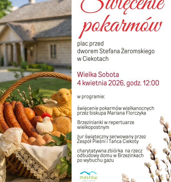 Święcenie pokarmów przed dworem Stefana Żeromskiego w Ciekotach