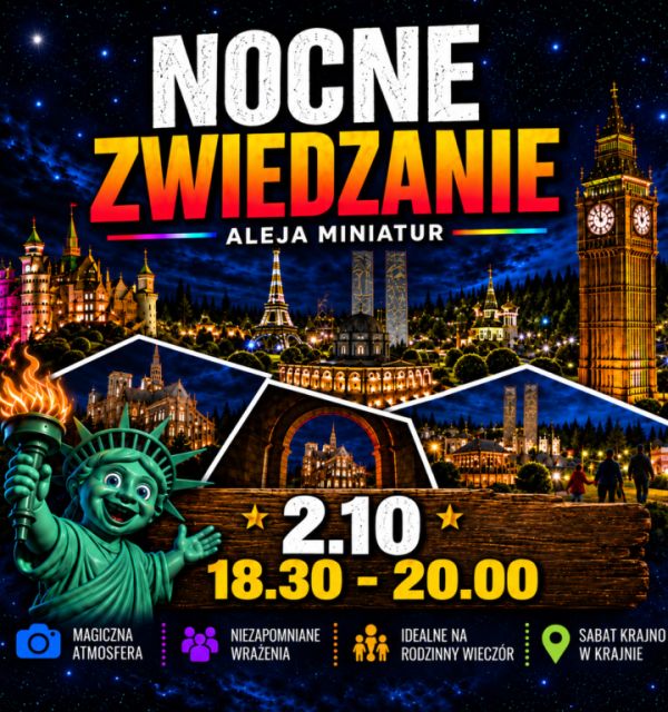 Nocne Zwiedzanie Alei Miniatur w Krajnie