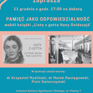 Debata "Pamięć jako odpowiedzialność - dziedzictwo ocalałych" w Kielcach