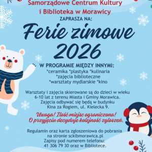 Ferie zimowe z Samorządowym Centrum Kultury i Biblioteką w Morawicy
