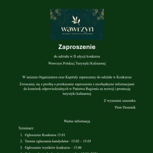 II edycja konkursu  „Wawrzyn Polskiej Turystyki Kulinarnej"