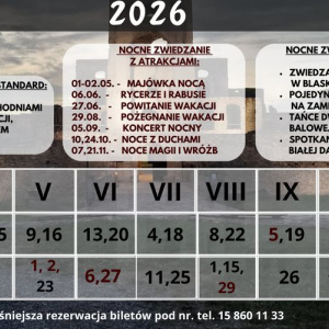 Harmonogram Zwiedzań Nocnych Zamku Krzyżtopór w sezonie turystycznym 2026