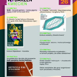 Wydarzenia kulturalne w kwietniu w Pińczowskim Samorządowym Centrum Kultury