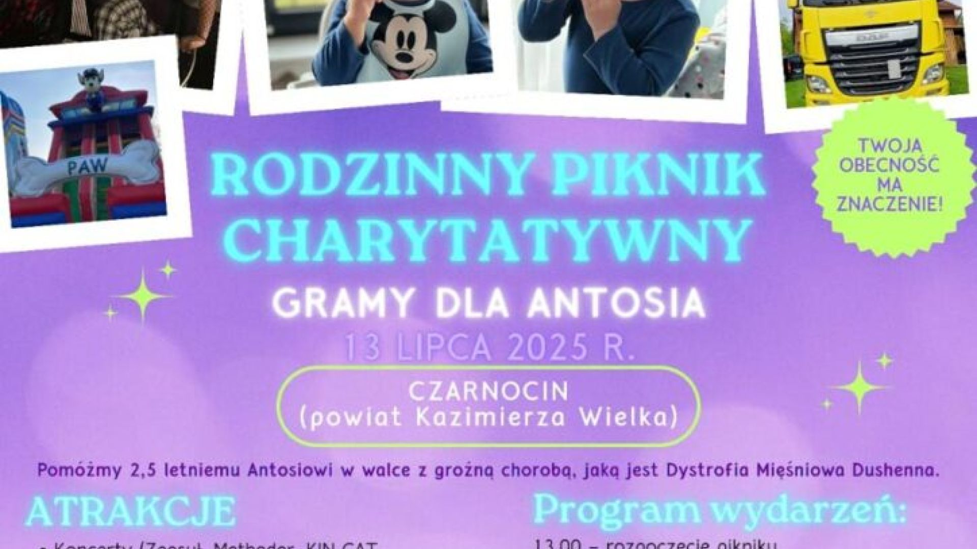 Rodzinny Piknik Charytatywny - Gramy dla Antosia w Czarnocinie