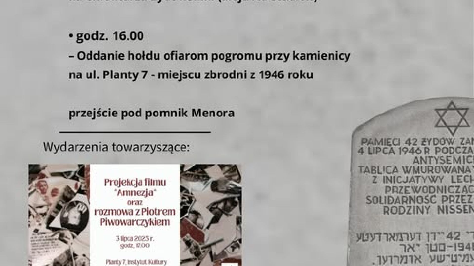 Uroczyste obchody 79. rocznicy pogromu kieleckiego
