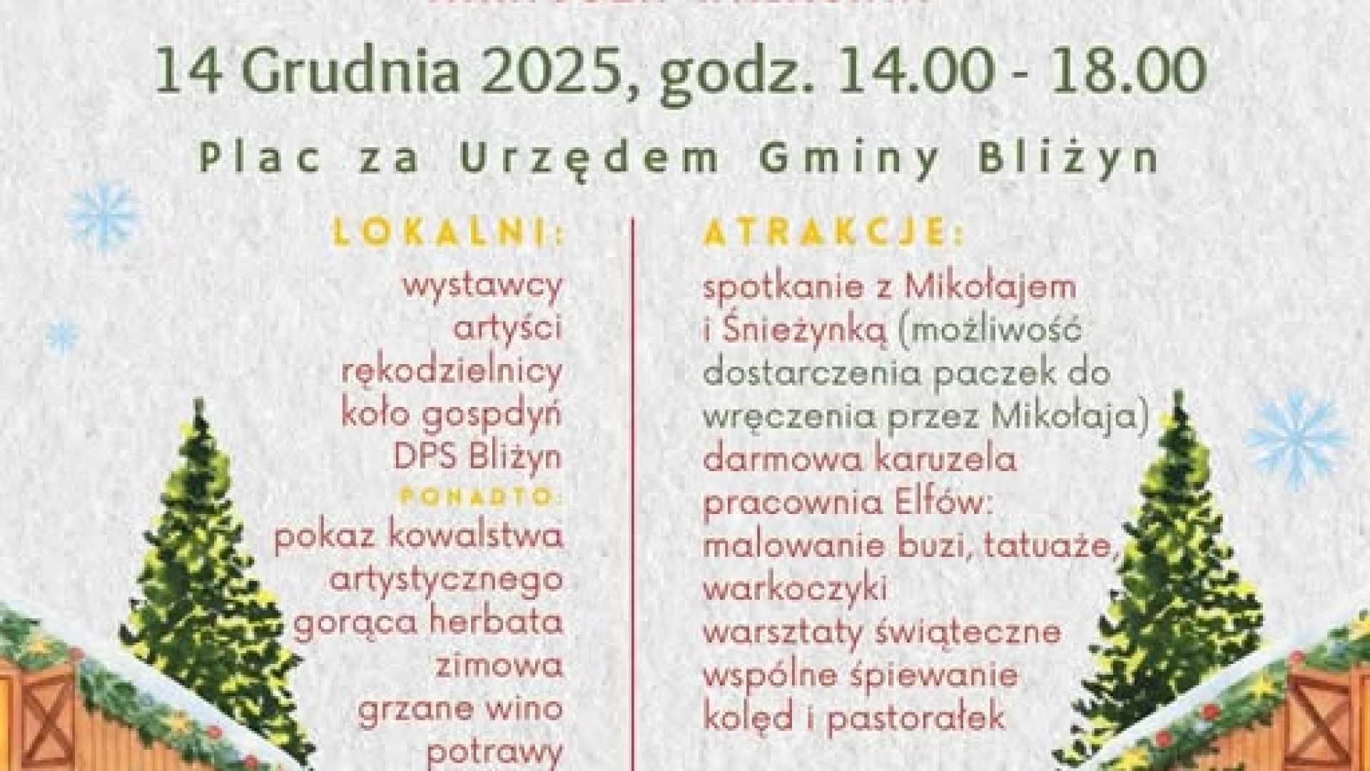 I Jarmark Bożonarodzeniowy w Bliżynie