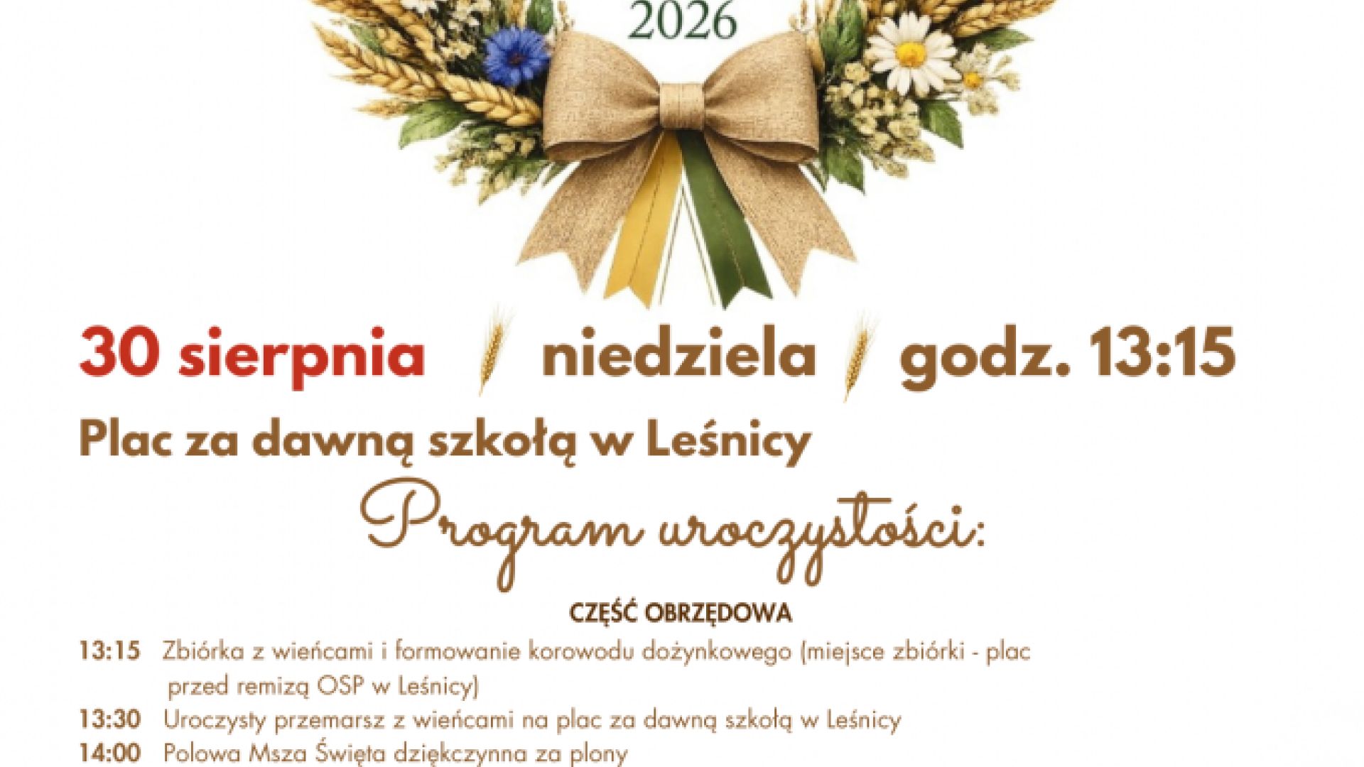 Dożynki Gminno-Parafialne w Leśnicy