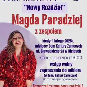 „Nowy Rozdział” – Premierowy Koncert Magdy Paradziej z zespołem w Domu Kultury „Zameczek”